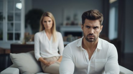 Husband and wife sitting separately before divorce